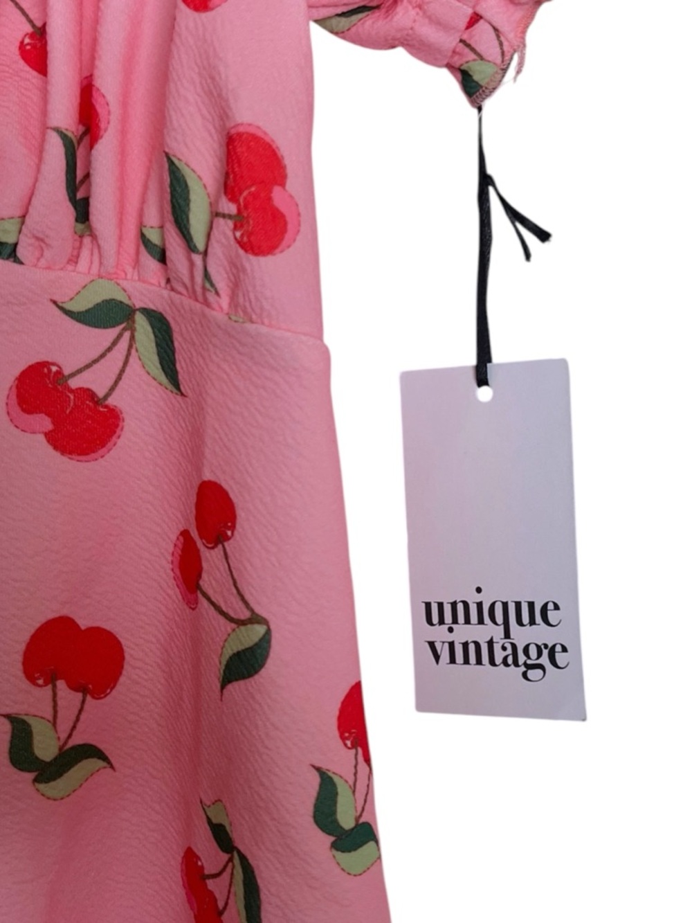 NWT Unique Vintage Cherry Print Short Puff Sleeve Top Large - Picture 7 of 10